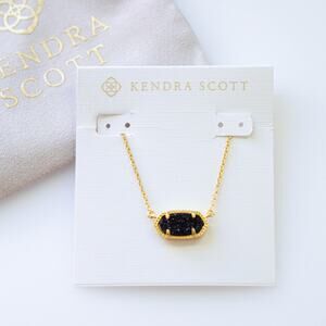 Kendra Scott Elisa Gold Pendant Necklace in Black Drusy